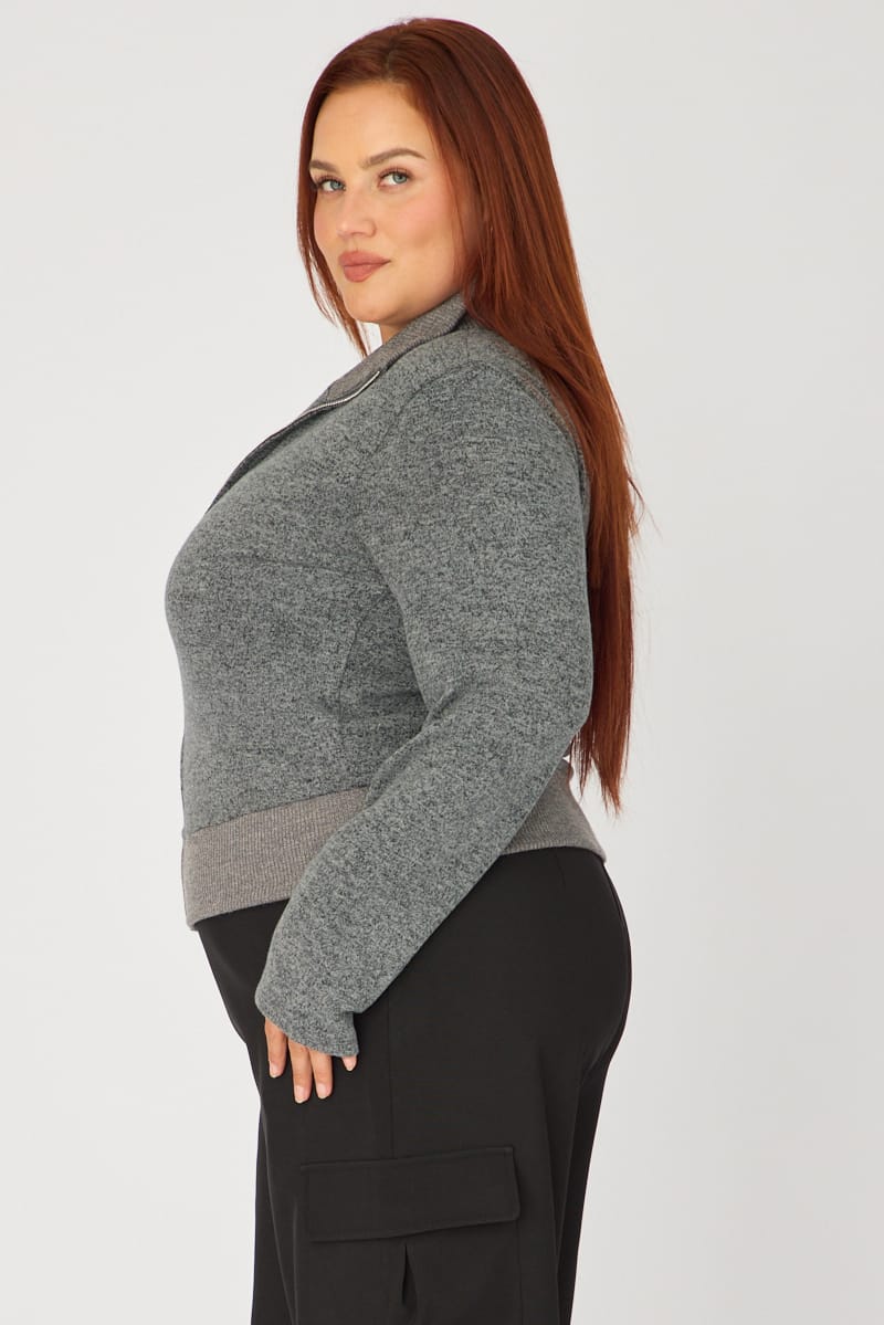 Grey Soft Touch Jacket Long Sleeve for YouandAll Fashion