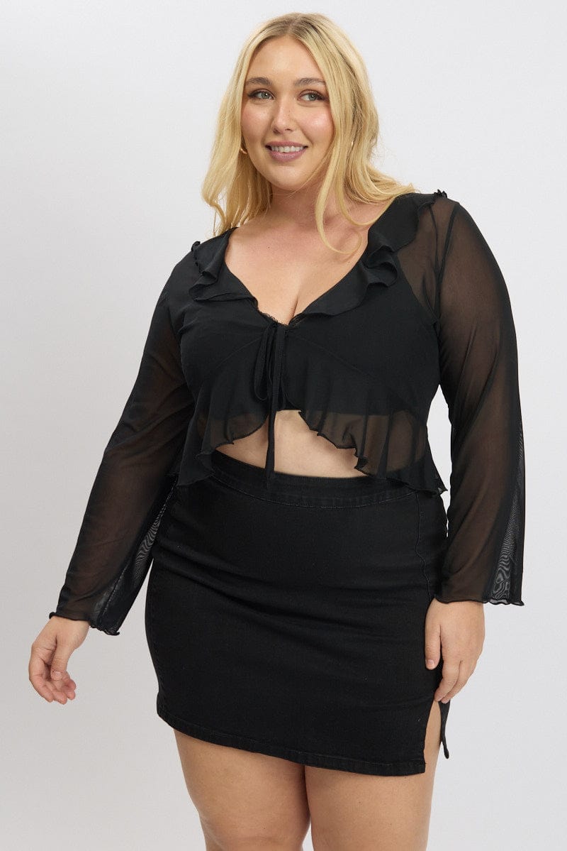 Black Mesh Frill Bolero Jacket for YouandAll Fashion