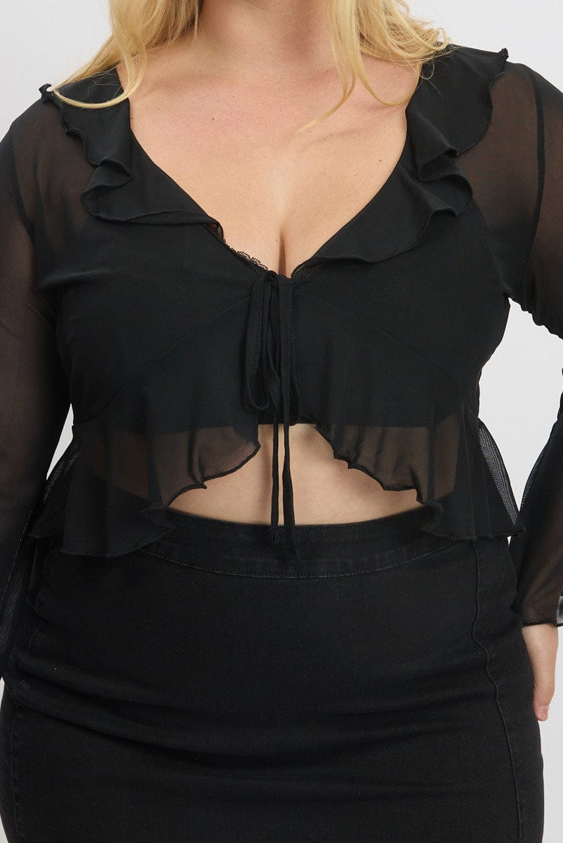 Black Mesh Frill Bolero Jacket for YouandAll Fashion