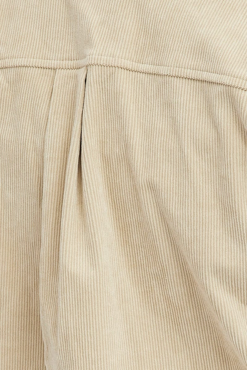 Beige Cord Crop Jacket Long Sleeve for YouandAll Fashion