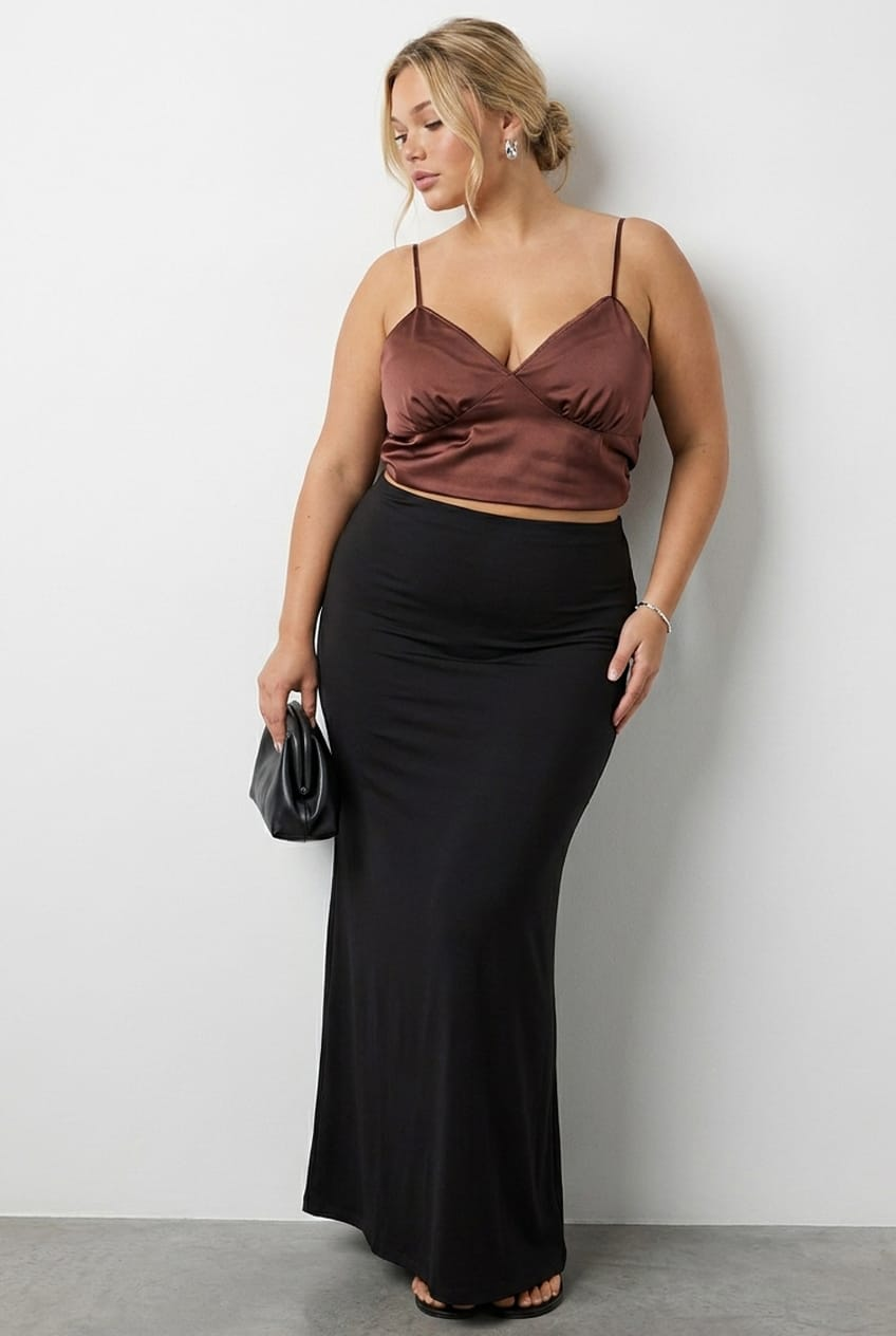 Black Soft Touch Mermaid Maxi Skirt for YouandAll Fashion