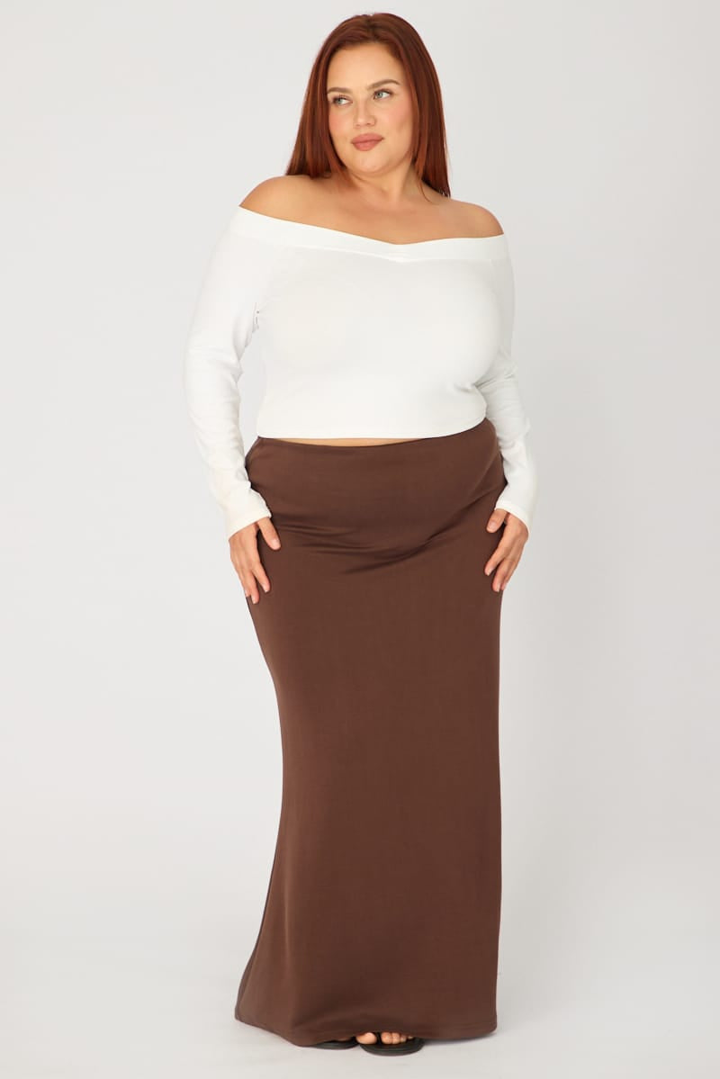 Brown Soft Touch Mermaid Maxi Skirt for YouandAll Fashion