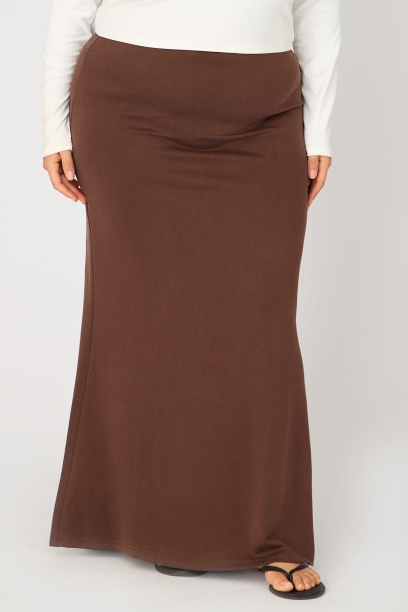 Brown Soft Touch Mermaid Maxi Skirt for YouandAll Fashion