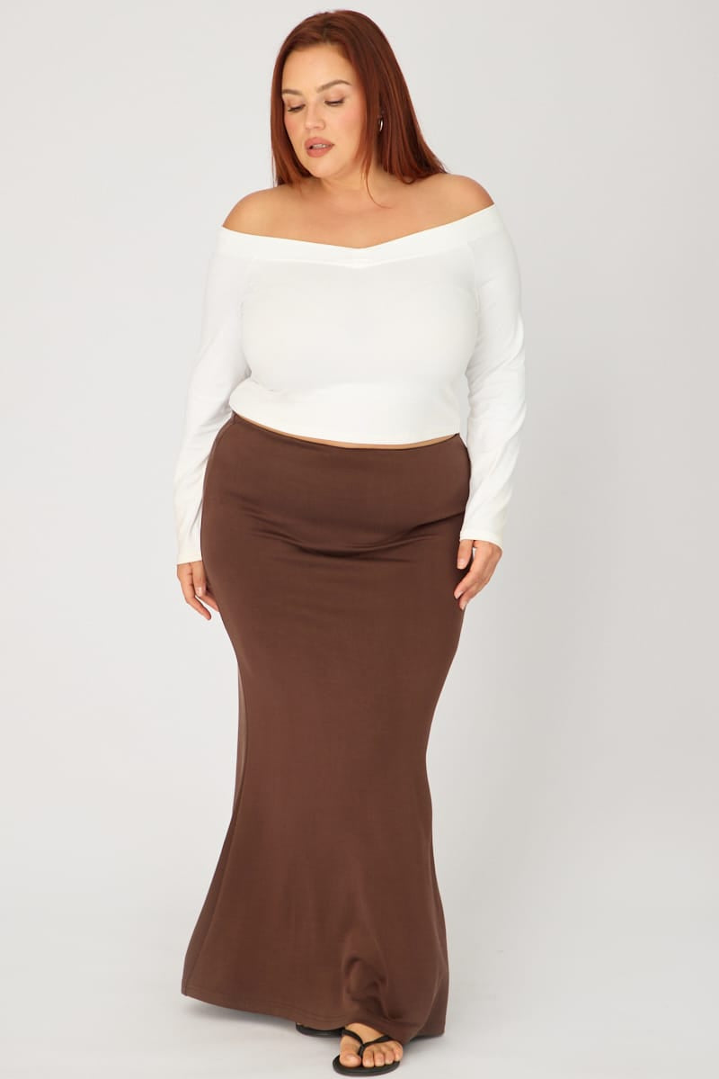Brown Soft Touch Mermaid Maxi Skirt for YouandAll Fashion