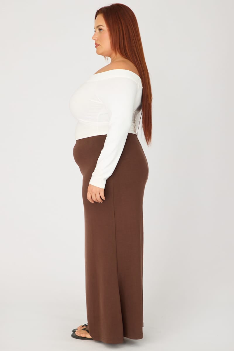 Brown Soft Touch Mermaid Maxi Skirt for YouandAll Fashion