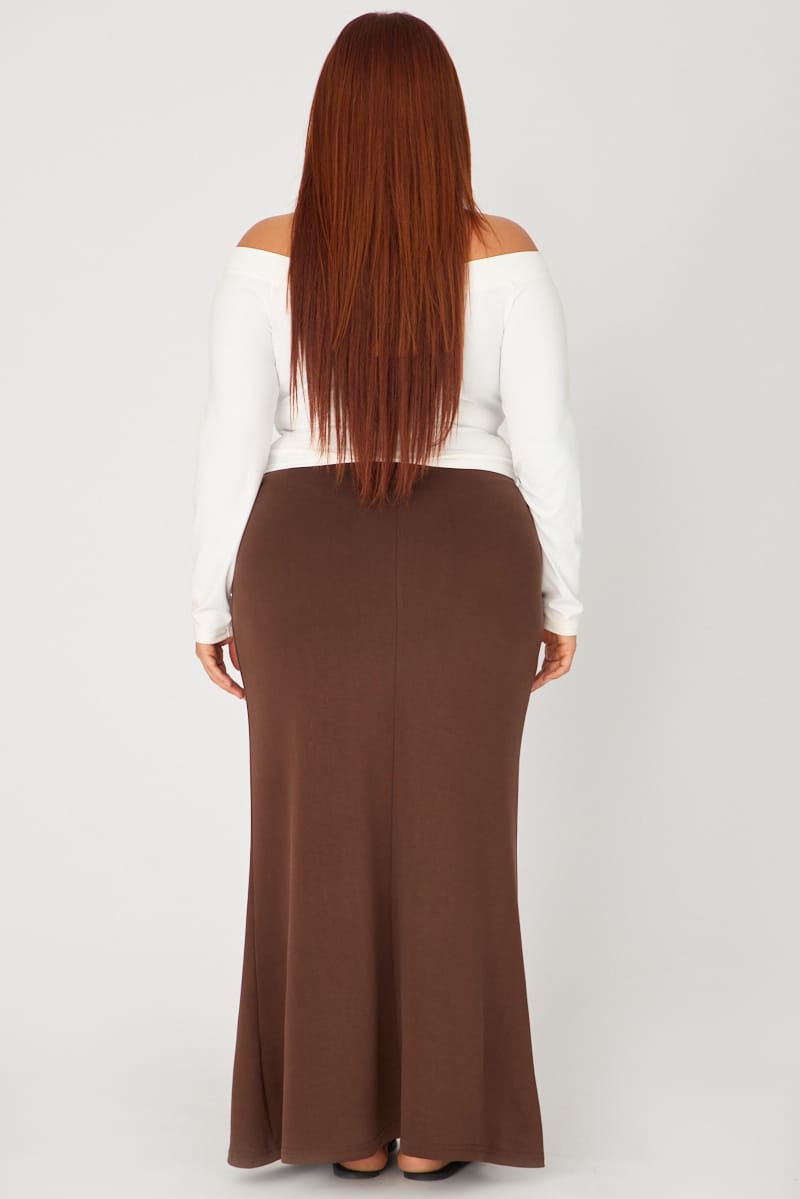 Brown Soft Touch Mermaid Maxi Skirt for YouandAll Fashion
