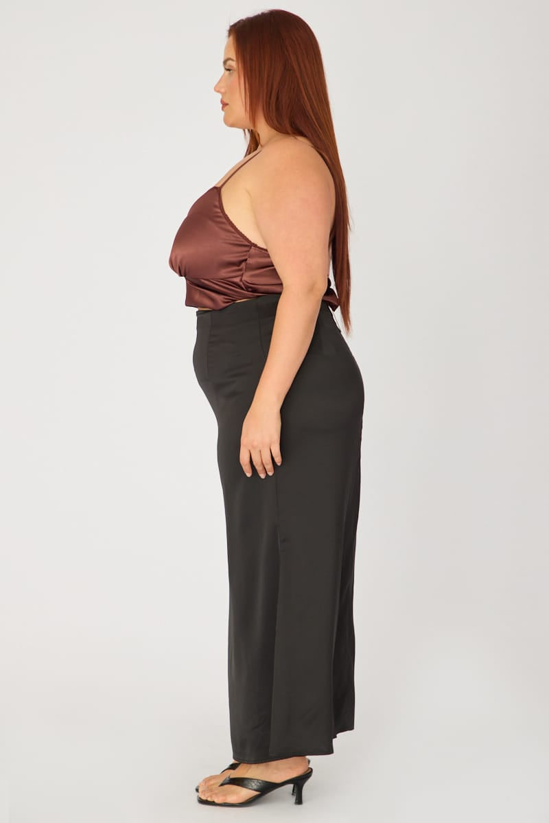Black Satin Maxi Skirt for YouandAll Fashion