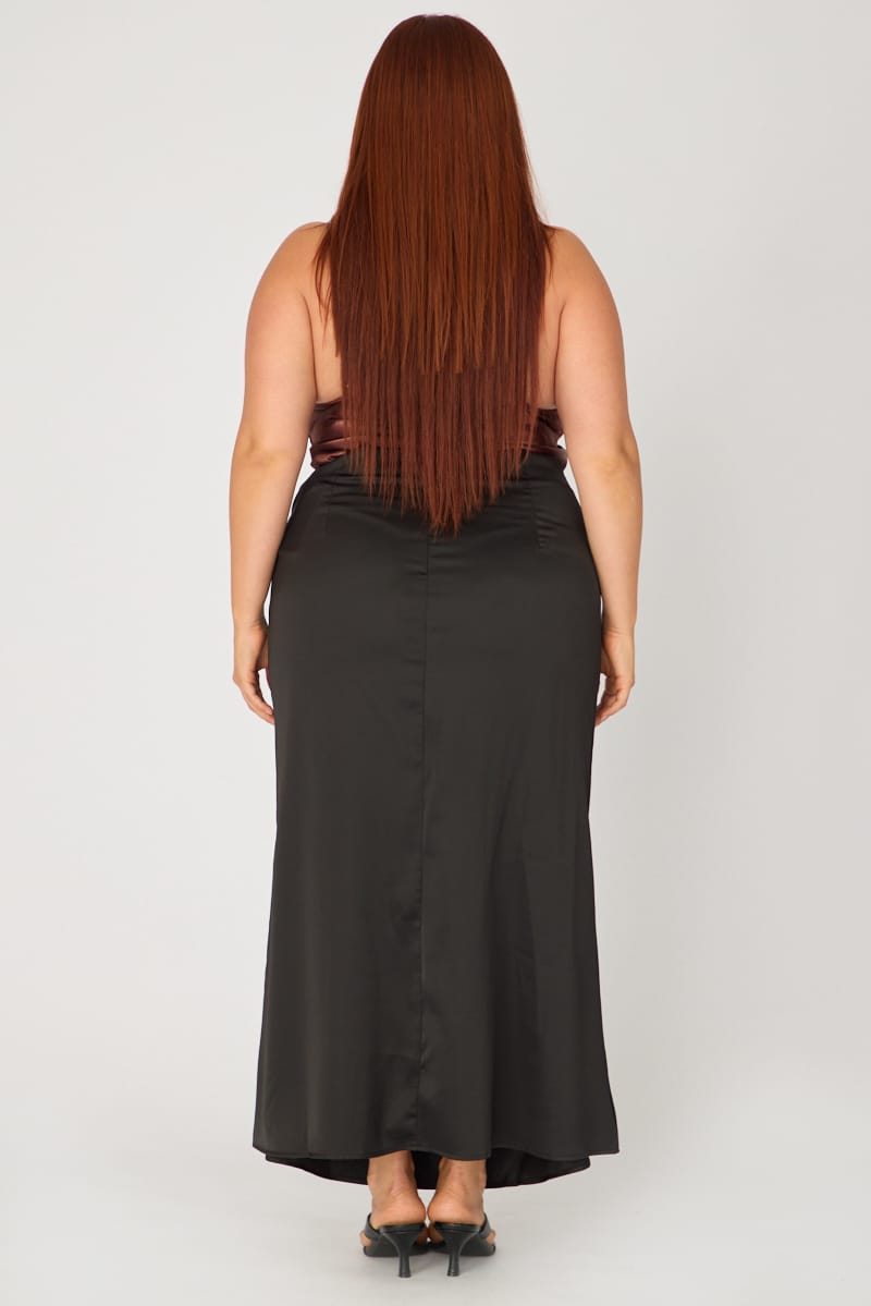 Black Satin Maxi Skirt for YouandAll Fashion
