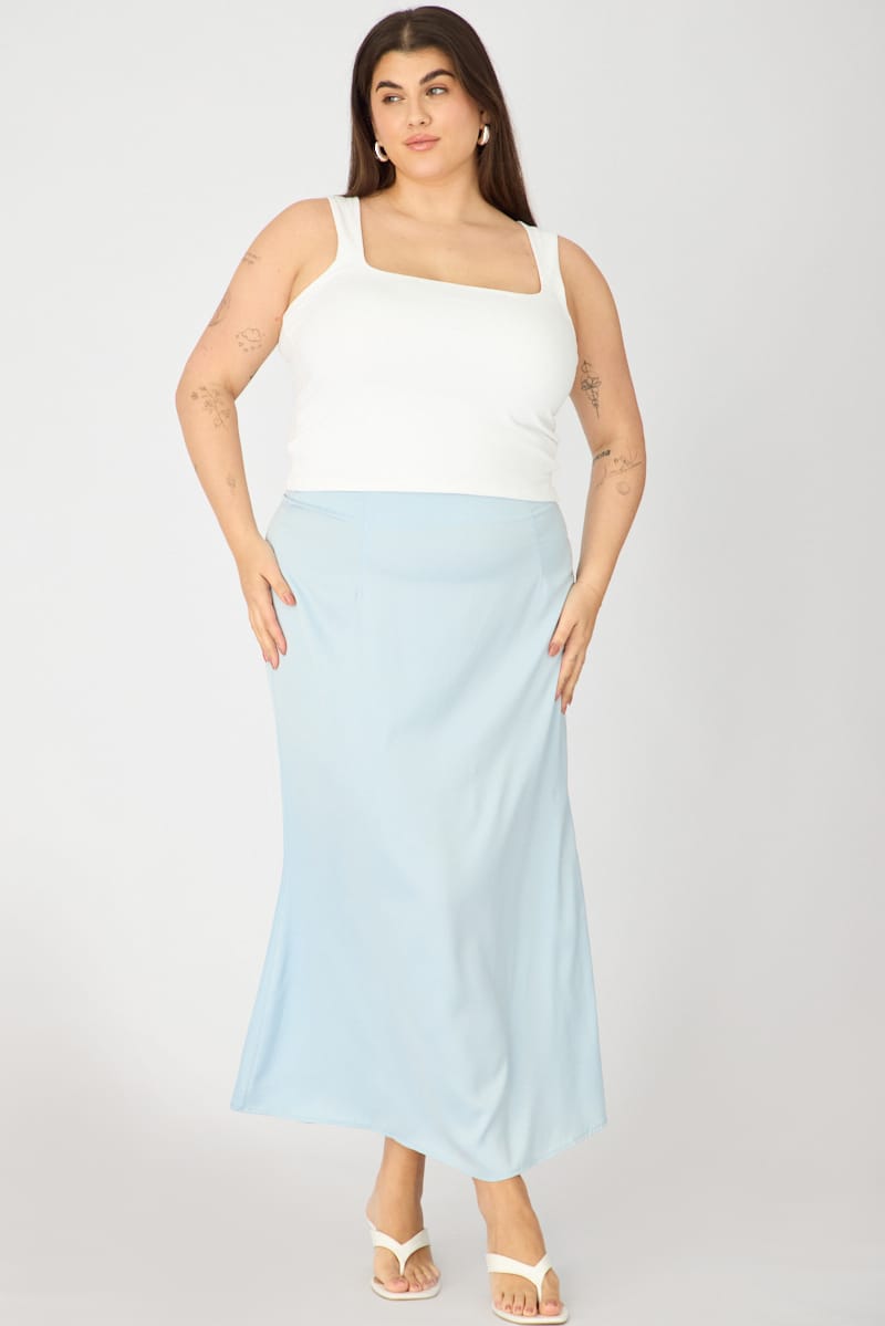 Blue Satin Maxi Skirt for YouandAll Fashion