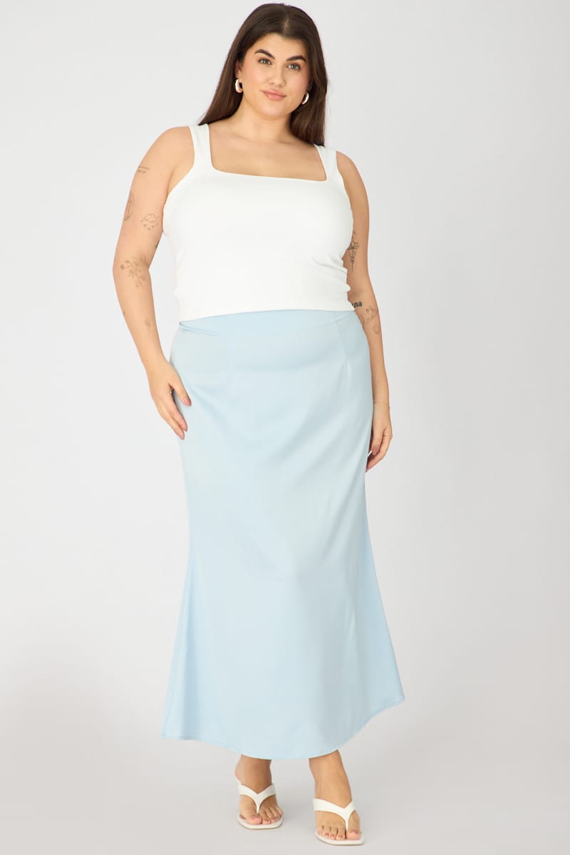 Blue Satin Maxi Skirt for YouandAll Fashion