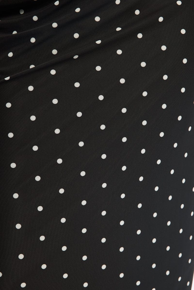 Black Polka Dot Maxi Skirt Mesh for YouandAll Fashion