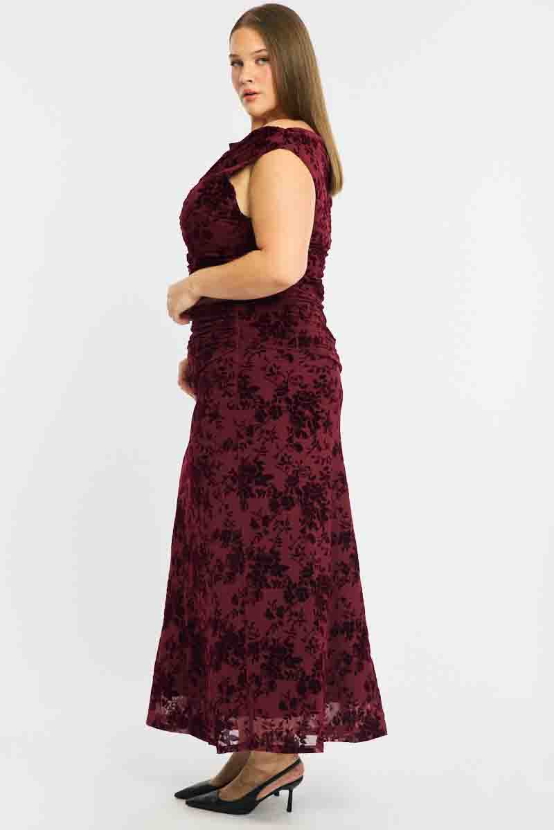 Red Floral Maxi Skirt Mesh for YouandAll Fashion