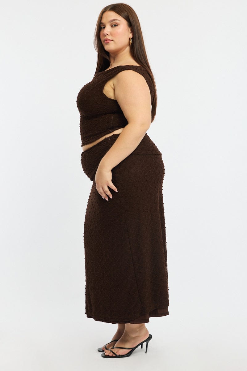 Brown Maxi Skirt Textured for YouandAll Fashion
