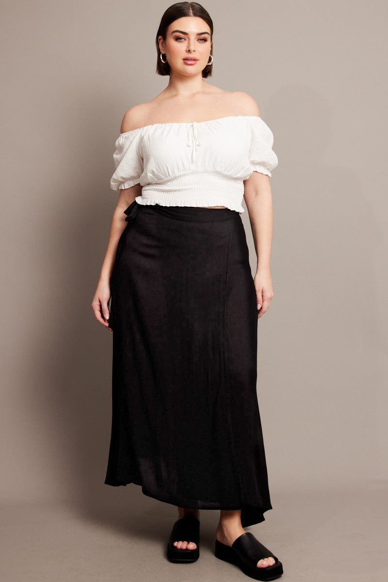 Black Crinkle Wrap Maxi Skirt for YouandAll Fashion