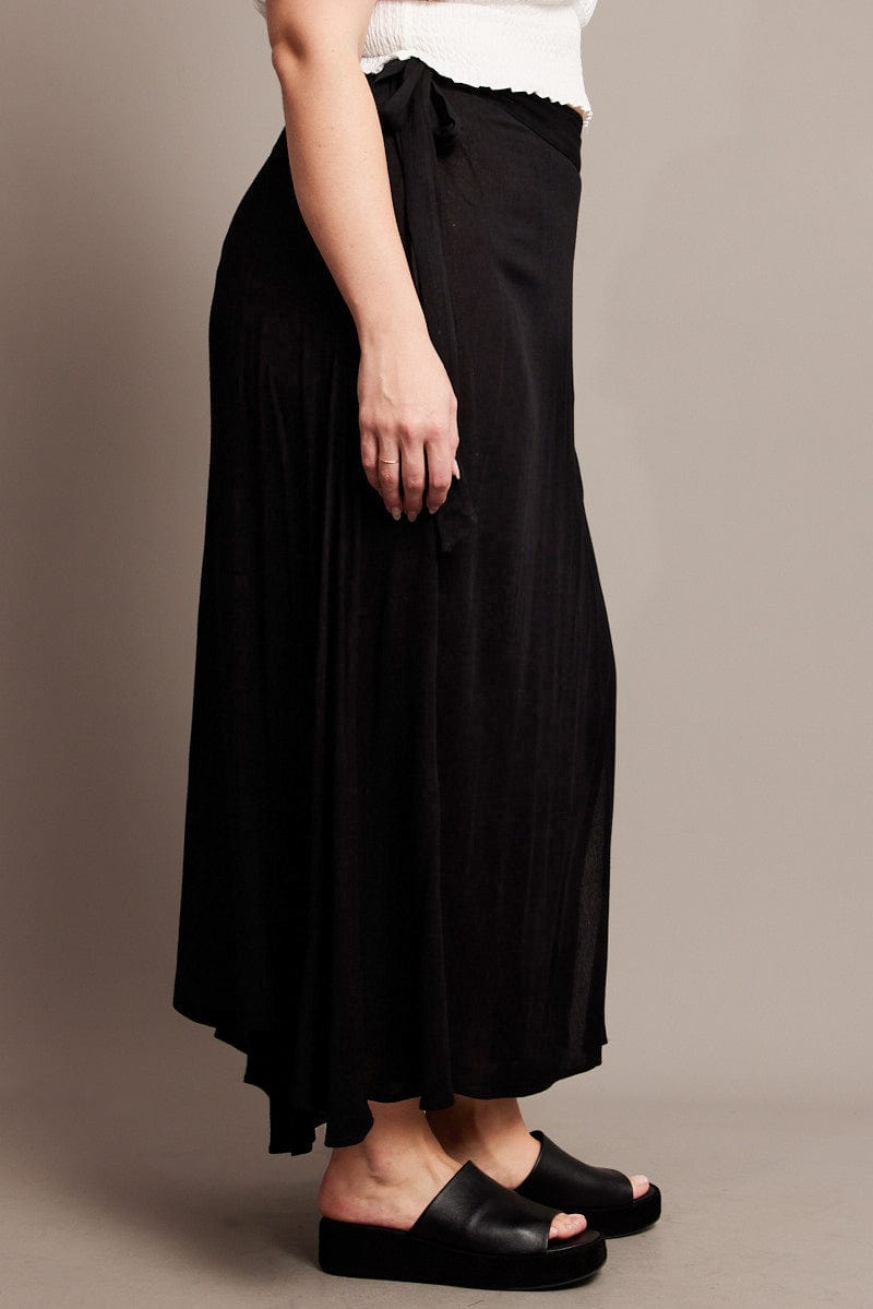 Black Crinkle Wrap Maxi Skirt for YouandAll Fashion