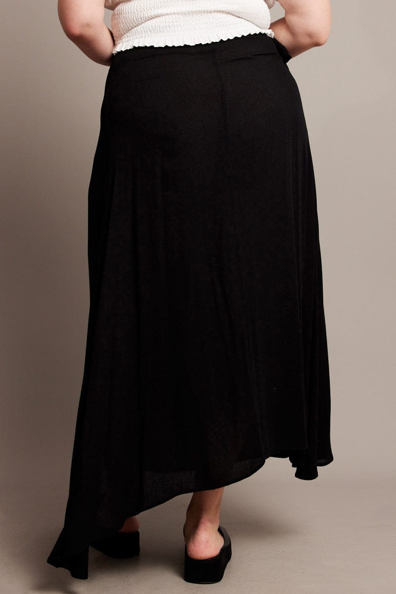 Black Crinkle Wrap Maxi Skirt for YouandAll Fashion