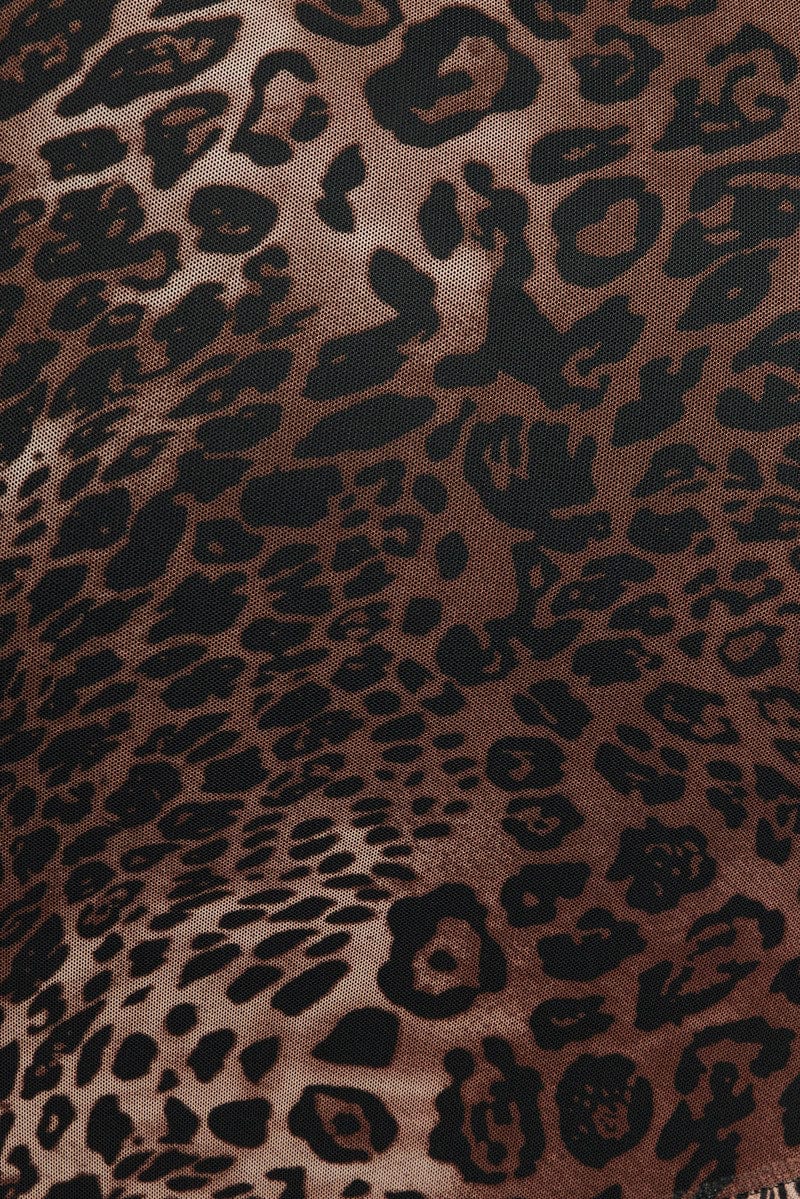 Brown Animal Print Frill Leopard Maxiskirt for YouandAll Fashion