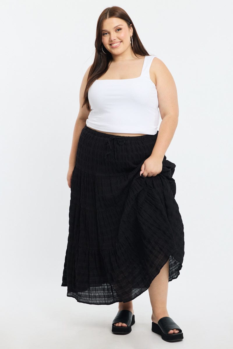 Black Maxi Skirt Textured for YouandAll Fashion