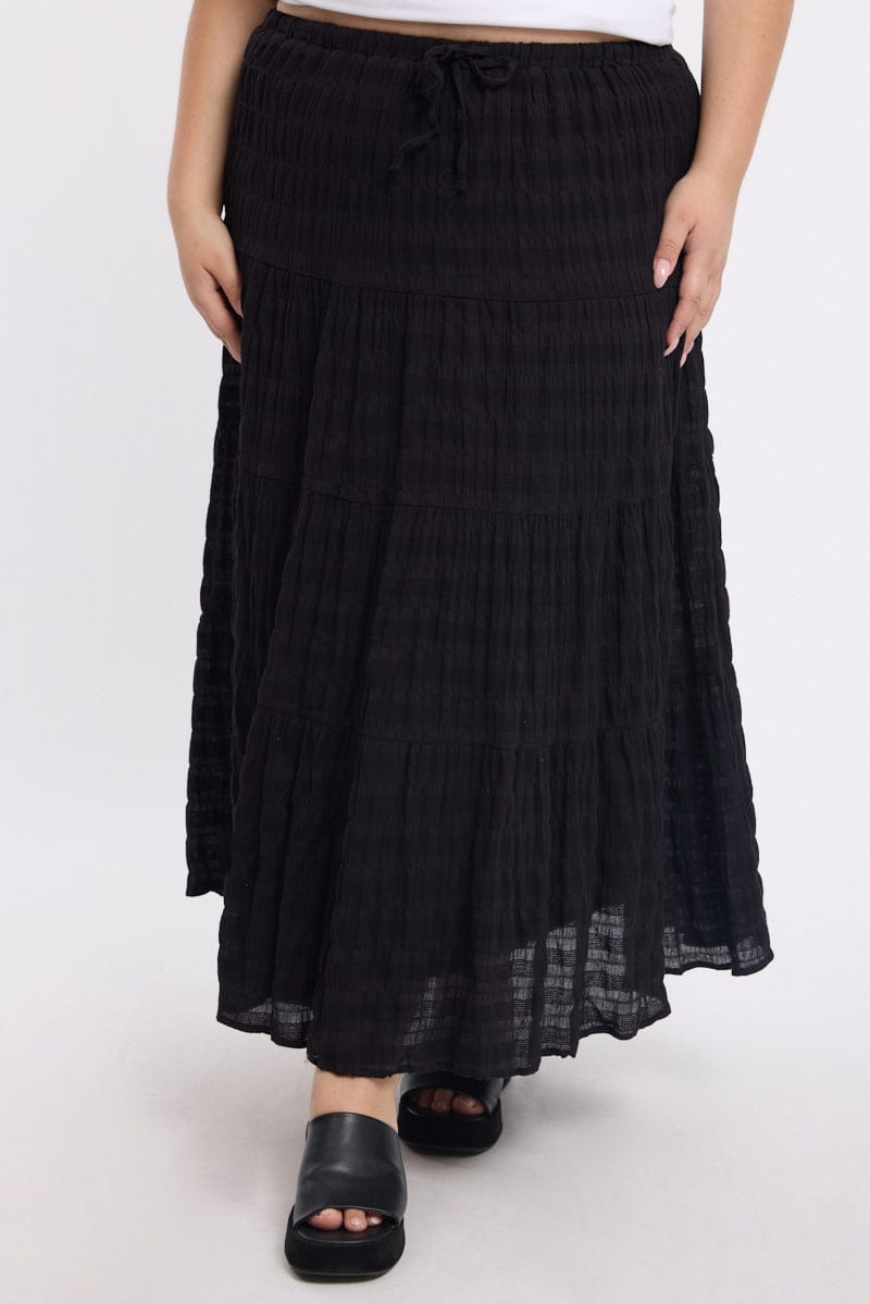 Black Maxi Skirt Textured for YouandAll Fashion