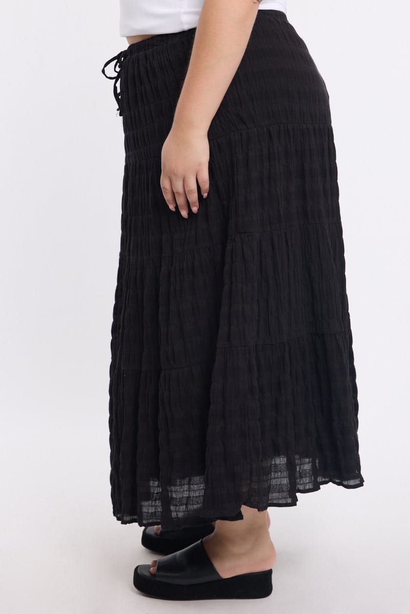 Black Maxi Skirt Textured for YouandAll Fashion