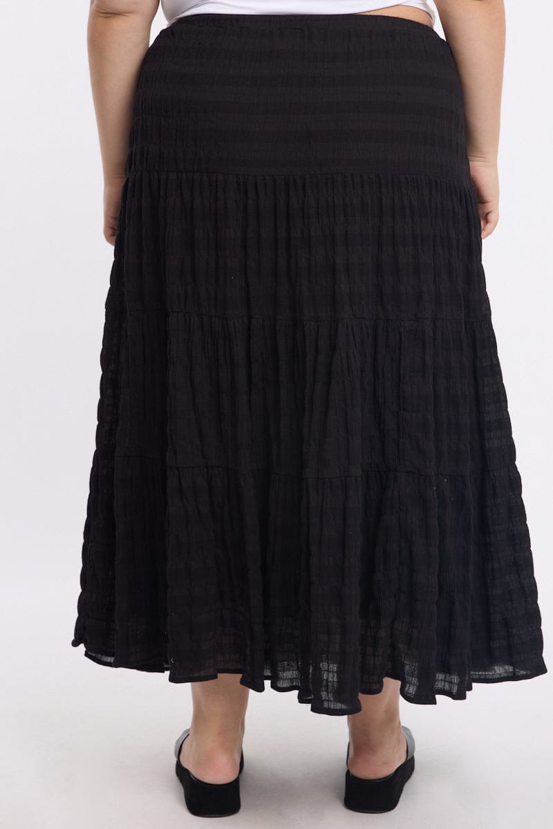 Black Maxi Skirt Textured for YouandAll Fashion