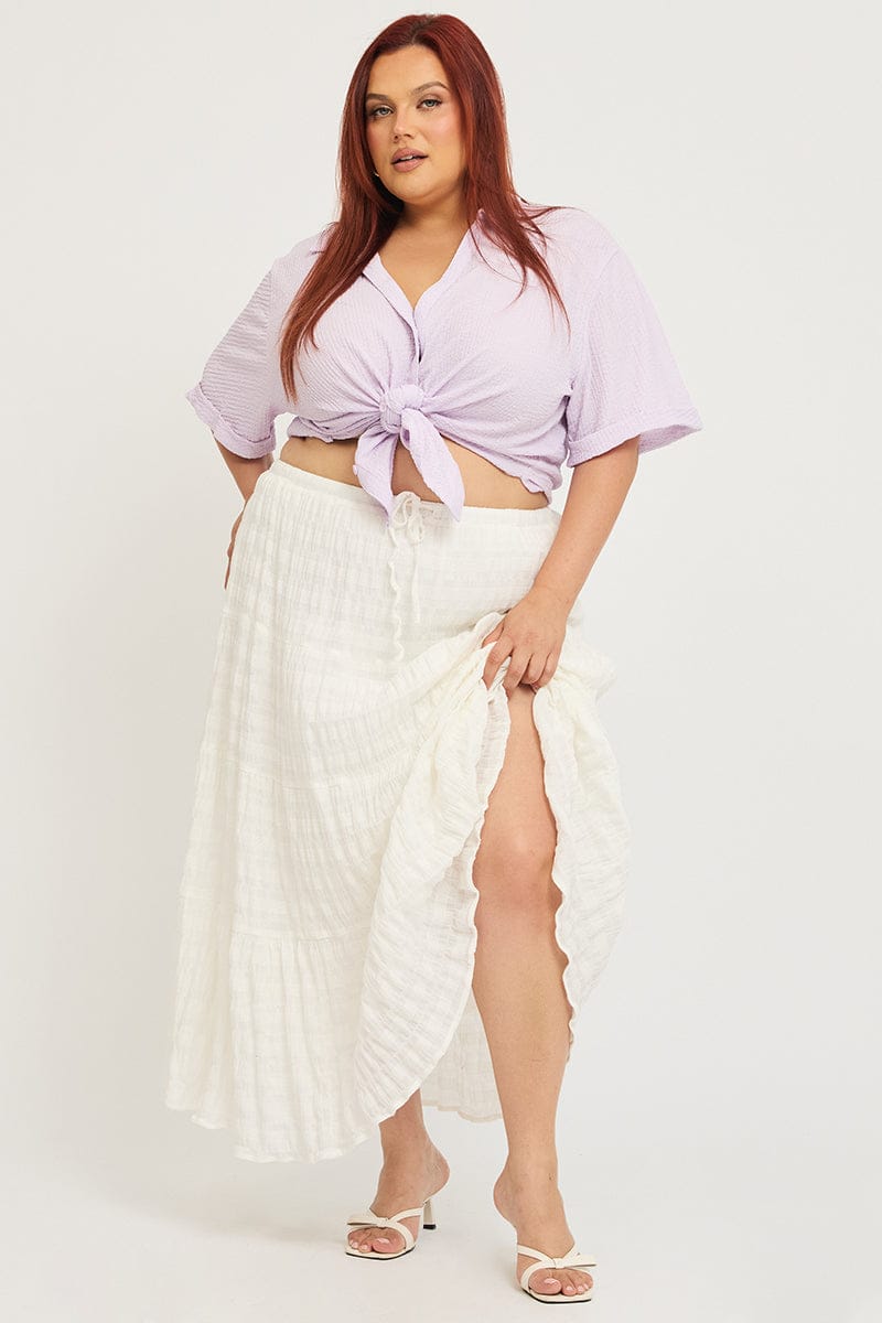 White Maxi Skirt Textured for YouandAll Fashion