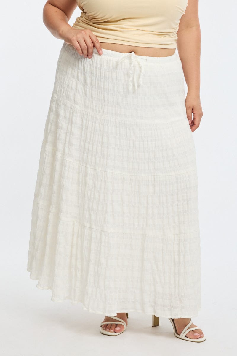 White Maxi Skirt Textured for YouandAll Fashion
