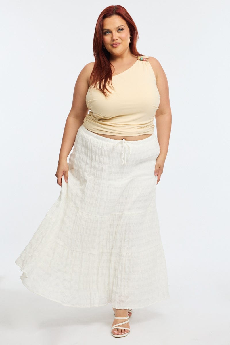 White Maxi Skirt Textured for YouandAll Fashion