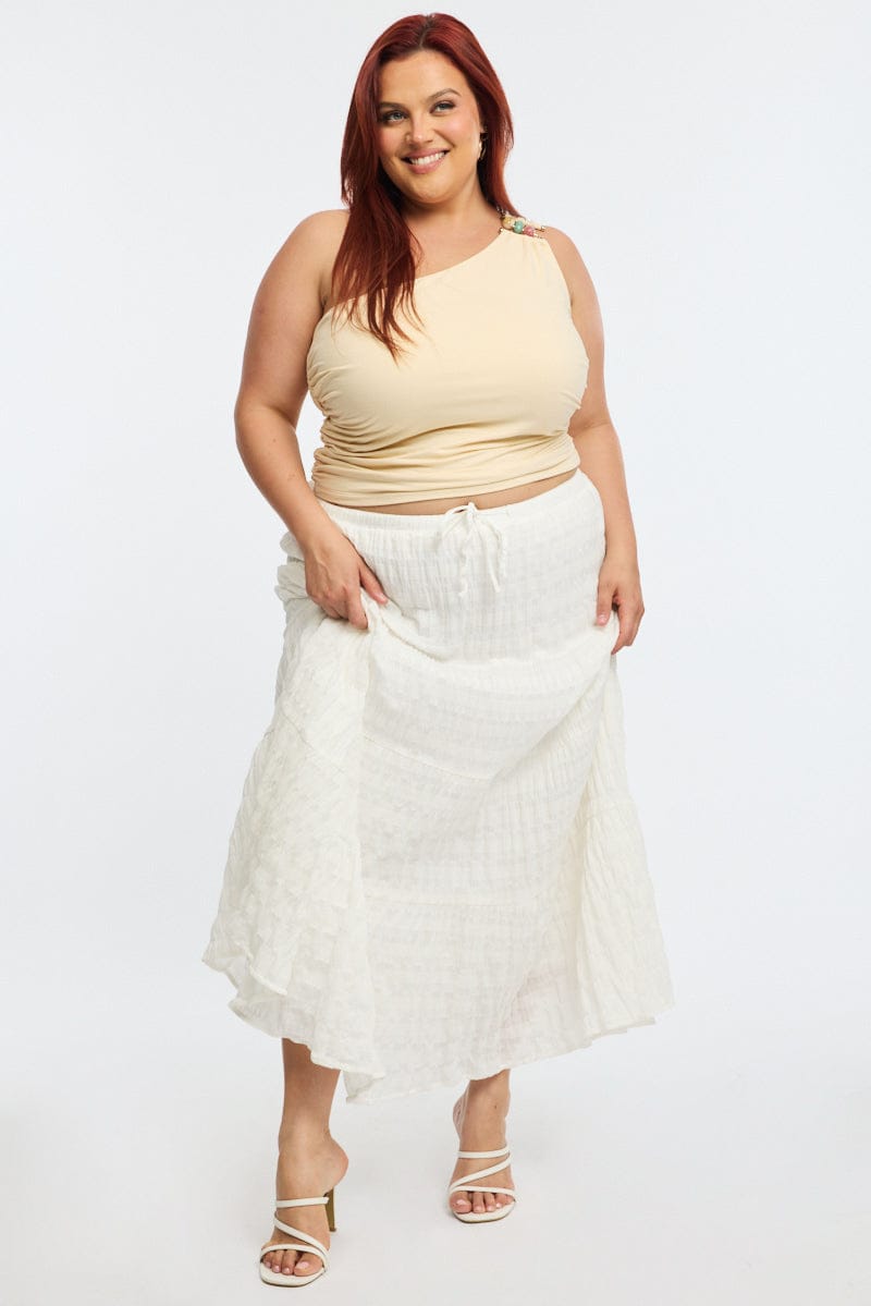 White Maxi Skirt Textured for YouandAll Fashion
