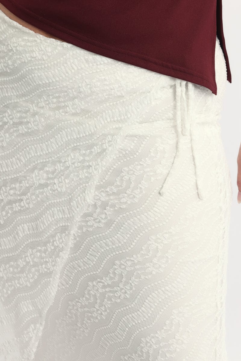 White Stretch Lace Wrap Maxi Skirt for YouandAll Fashion