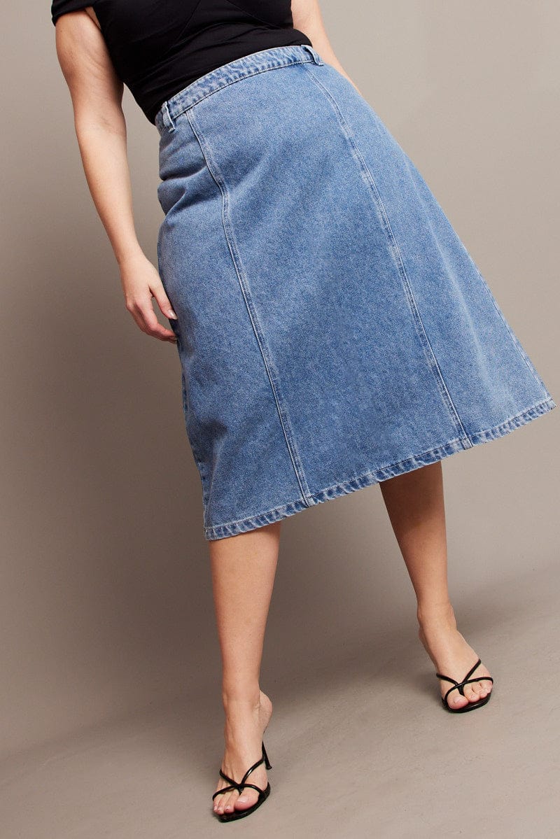 Denim Denim Midaxi Panel Skirt for YouandAll Fashion