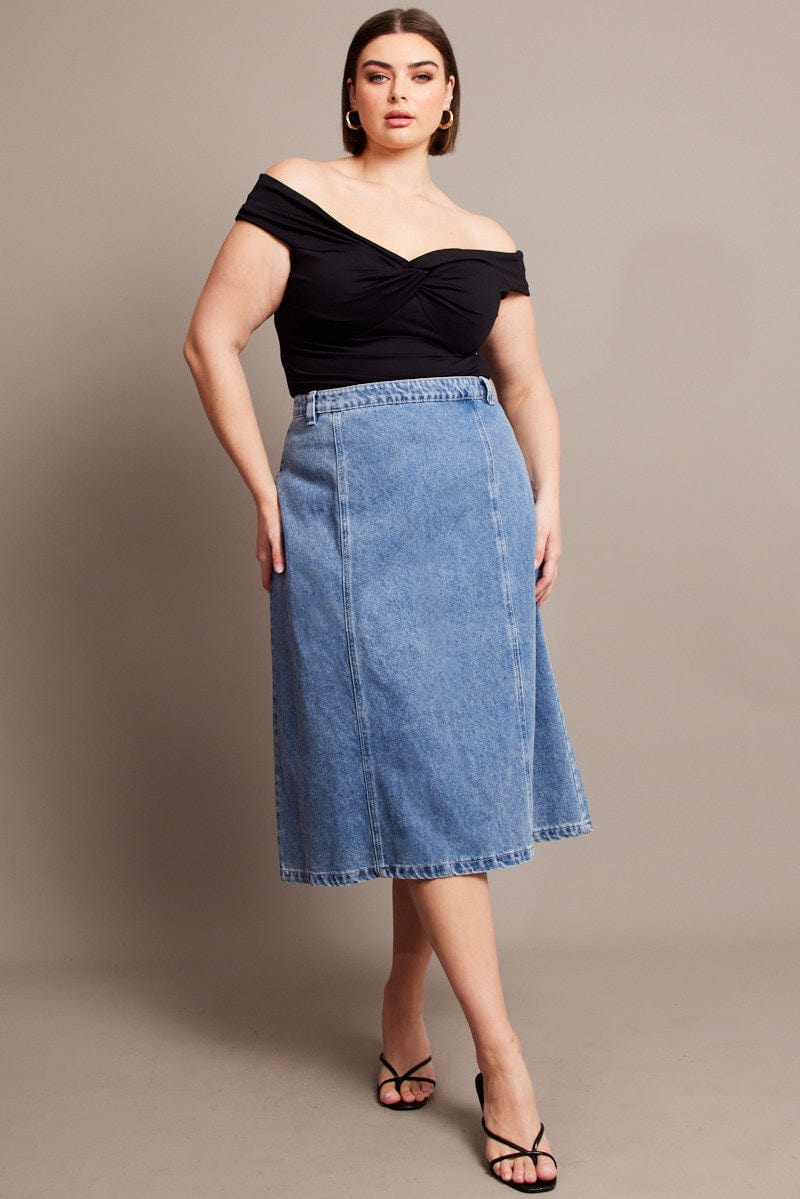 Denim Denim Midaxi Panel Skirt for YouandAll Fashion