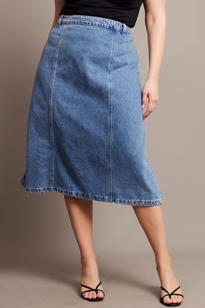 Denim Denim Midaxi Panel Skirt for YouandAll Fashion