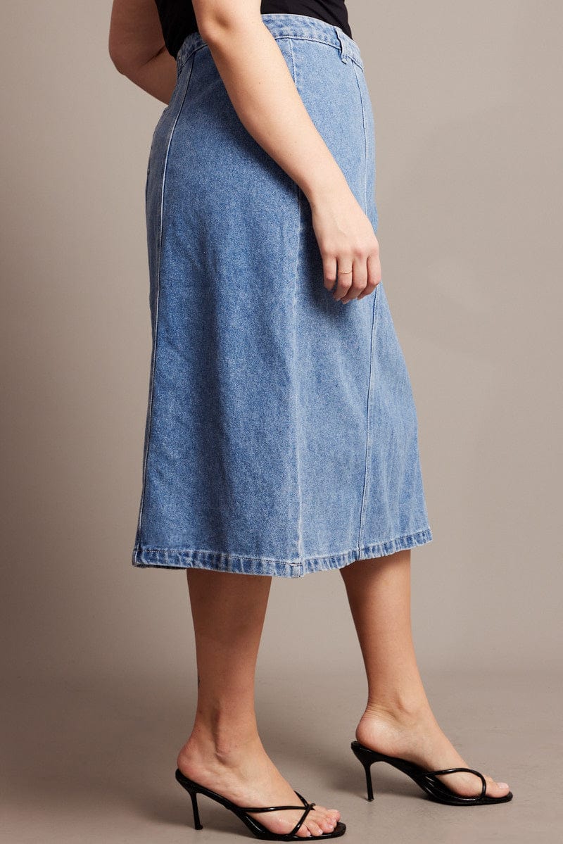 Denim Denim Midaxi Panel Skirt for YouandAll Fashion