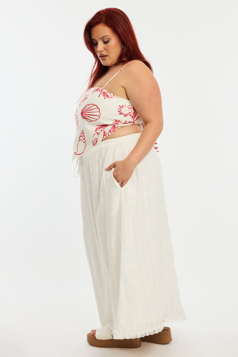 White Textured Cotton Maxi Skirt for YouandAll Fashion