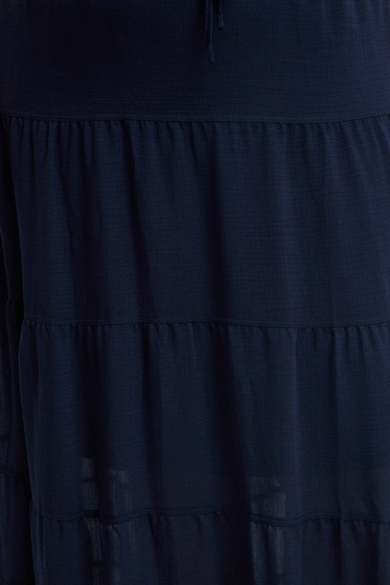 Blue Tiered Skirt Elasticated Waist Textured for YouandAll Fashion