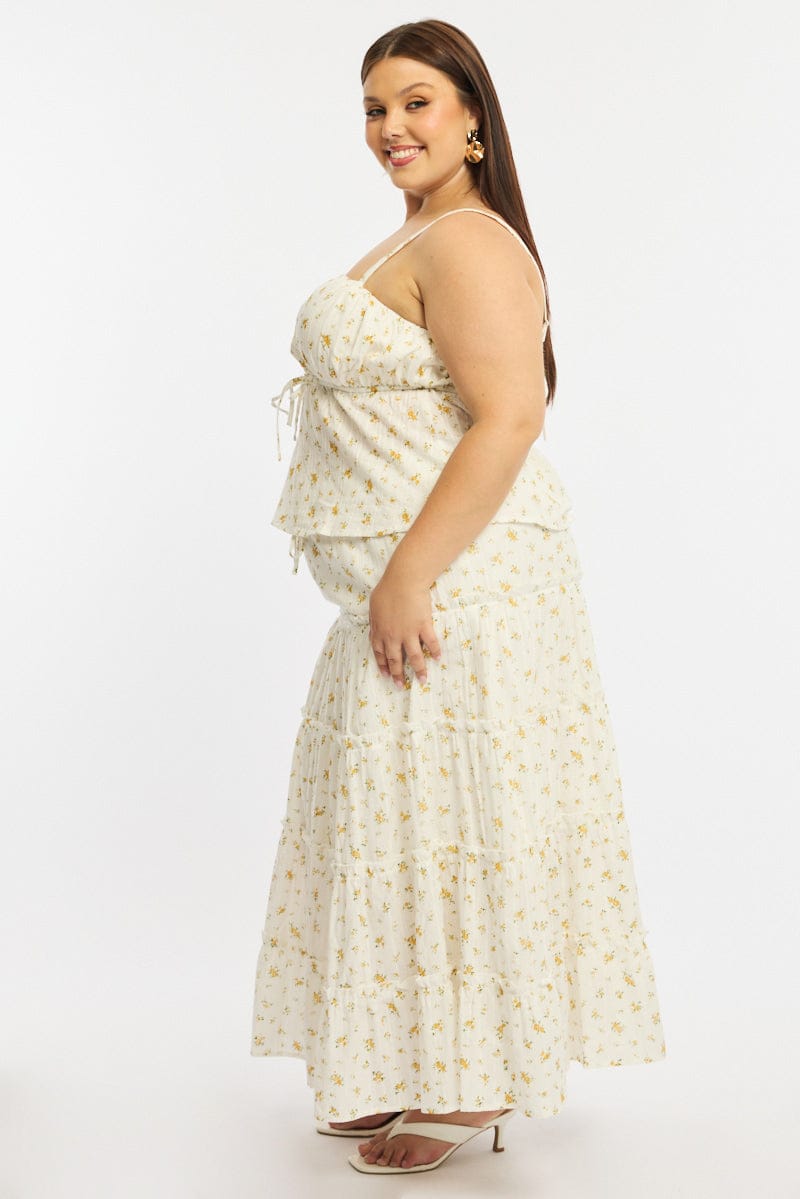 Yellow Floral Floral Maxi Skirt for YouandAll Fashion