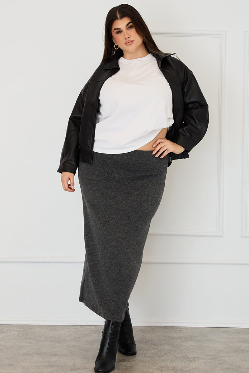 Grey Soft Touch Maxi Skirt for YouandAll Fashion