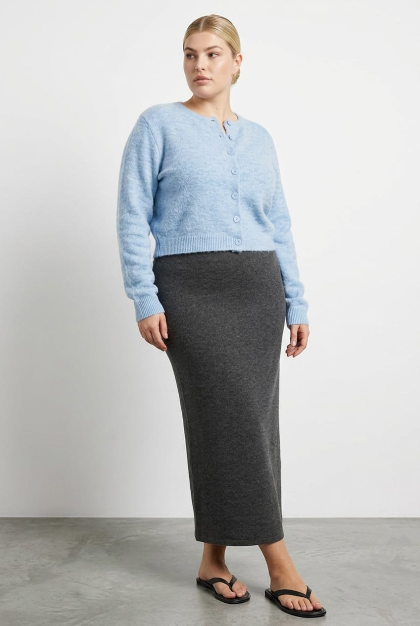 Grey Soft Touch Maxi Skirt for YouandAll Fashion