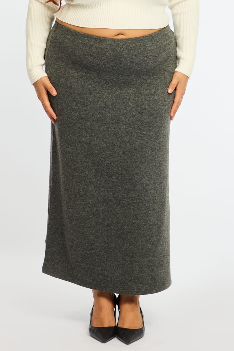 Grey Soft Touch Maxi Skirt for YouandAll Fashion