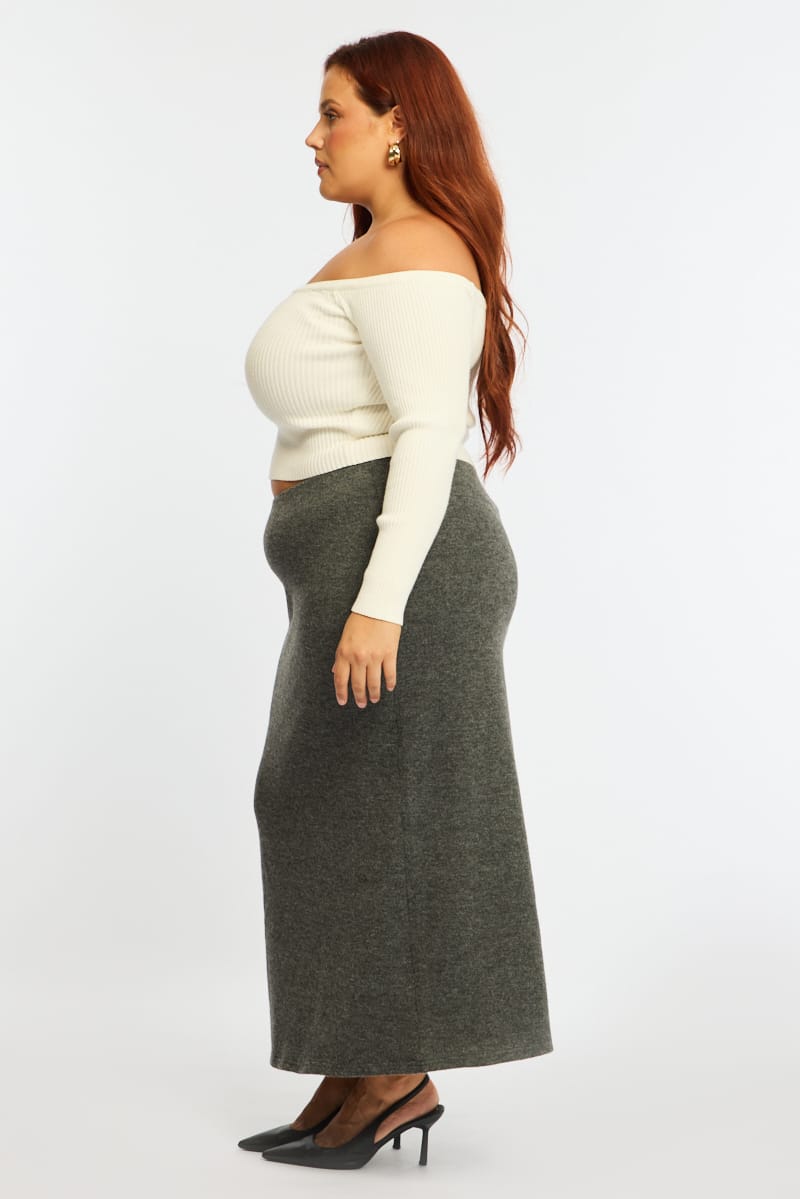 Grey Soft Touch Maxi Skirt for YouandAll Fashion
