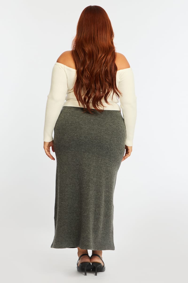 Grey Soft Touch Maxi Skirt for YouandAll Fashion