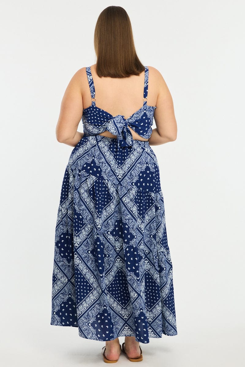 Blue Paisley Badana Maxi Skirt Tiered for YouandAll Fashion