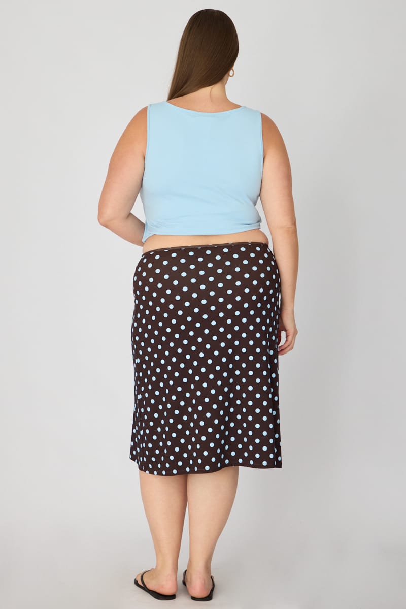 Brown Polka Dot Midi Skirt for YouandAll Fashion