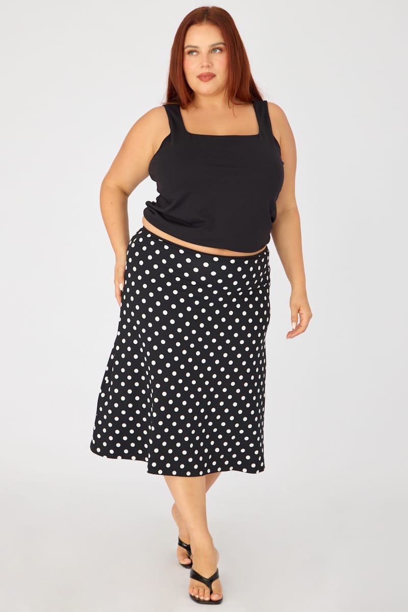 Black Polka Dot Midi Skirt Polka Dot for YouandAll Fashion