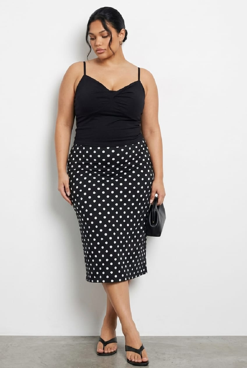 Black Polka Dot Midi Skirt Polka Dot for YouandAll Fashion