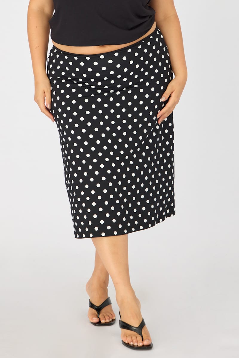 Black Polka Dot Midi Skirt Polka Dot for YouandAll Fashion