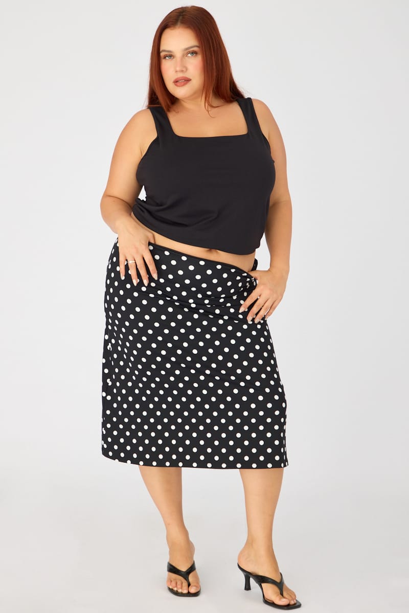 Black Polka Dot Midi Skirt Polka Dot for YouandAll Fashion