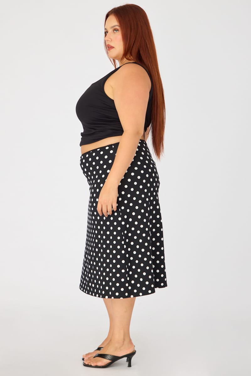 Black Polka Dot Midi Skirt Polka Dot for YouandAll Fashion