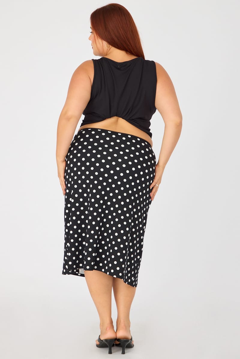 Black Polka Dot Midi Skirt Polka Dot for YouandAll Fashion